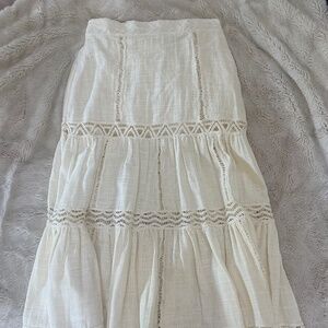 Zara Dreamy Crochet Midi Skirt - Ecru (Cream) Size Small